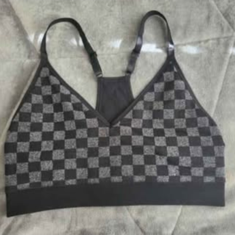 Victoria PINK Sports bra size XL Checkered Black and Gray Women's Bralette